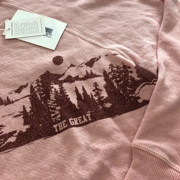 NWT The Great. College Alpine Graphic Sweatshirt in Cameo Pink XS - Picture 2 of 7